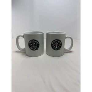 Starbucks Coffee Mugs Unisex 8oz White Logo Set of 2 Ceramic 2007 Vintage Cup